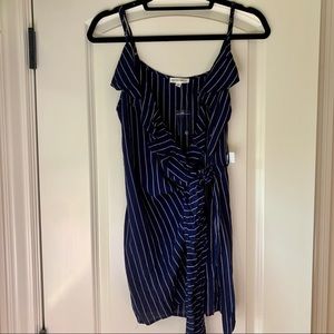 Cotton Candy LA Navy Stripe Wrap Tie Mini Dress